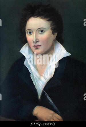 Percy Bysshe Shelley, 1792 –  1822.  English poet, dramatist, essayist, novelist.  After a contemporary print. Stock Photo