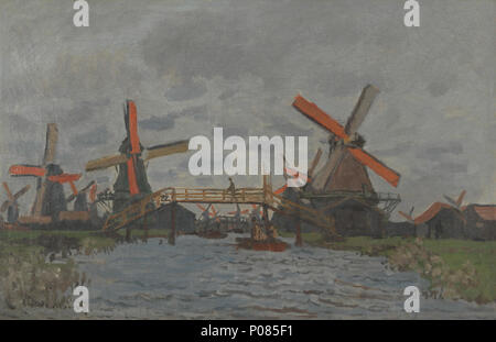 Windmills near Zaandam 1871 Claude Monet Stock Photo - Alamy