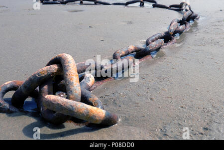 Barmouth, Wales, Mooring chain to anchor your boat too. Stock Photo