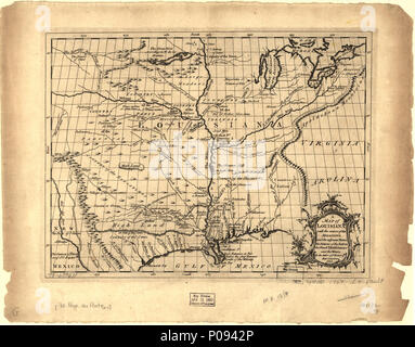 . English: Scale ca. 1:8,500,000. Relief shown pictorially and by hachures. From the author's The history of Louisiana; or of the western parts of Virginia and Carolina. 1763. v. 1. Available also through the Library of Congress Web site as a raster image. Vault AACR2  . A map of Louisiana, with the course of the Missisipi, and the adjacent rivers, the nations of the natives, the French establishments and the mines; by the author of ye History of that colony. 1757.. 1763. Le Page Du Pratz 128 A map of Louisiana, with the course of the Missisipi, and the adjacent rivers, the nations of the nati Stock Photo