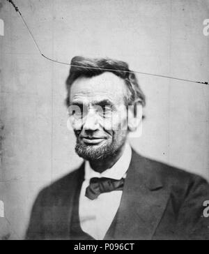 . Abraham Lincoln . 1865 277 Alexander Gardner - Abraham Lincoln - Google Art Project - bw Stock Photo