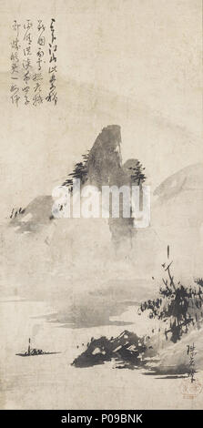 5％OFF】 番場景春 真作】掛軸 春景山水 Q60 共箱入 霧深き風景