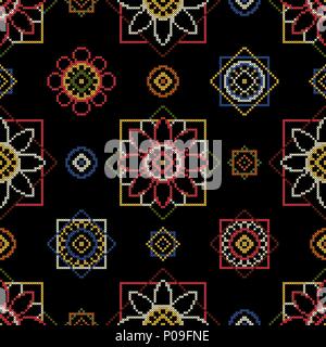 Cross stitch for curtains vector illustration Stock Vector