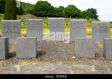 Irish famine burial site with commemorative plaques at abbeystrewry cemetery skibbereen, Ireland.