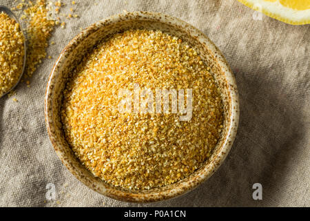 Raw Dry Organic Lemon Rind Zest in a Bowl Stock Photo