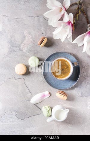 Coffee with spring flowers Stock Photo