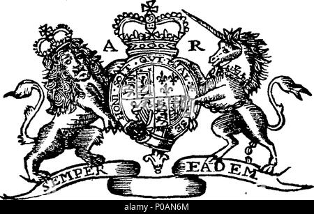 . English: Fleuron from book: An Act for the Queens most gracious, general, and free pardon. 300 An Act for the Queens most gracious, general, and free pardon. Fleuron N051205-1 Stock Photo