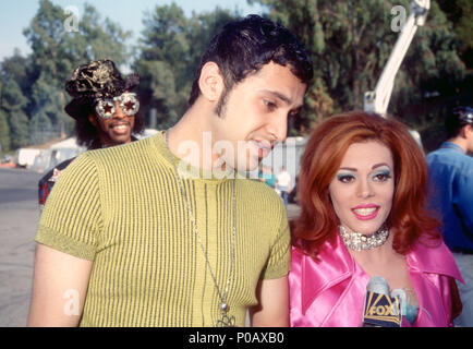 UNIVERSAL CITY, CA - SEPTEMBER 05: Singers/musicians Towa Tei and Lady Miss Kier of Deee-Lite attend the Eighth Annual MTV Video Music Awards on September 5, 1991 at Universal Amphitheatre in Universal City, California. Photo by Barry King/Alamy Stock Photo Stock Photo