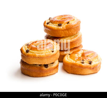 Chocolate  chip brioche swirls isolated on white Stock Photo