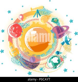 Solar System And Space Flights Stock Vector