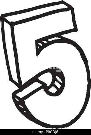 number 5 clipart black and white