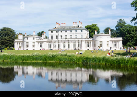 Frogmore House and Gardens across Frogmore Lake, Home Park, Windsor, Berkshire, England, United Kingdom Stock Photo