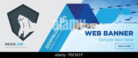 king kong concept horizontal webpage banner template design on abstract background with flat modern isolated vector icon and geometric shapes. Stock Vector