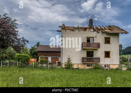 A house is demolished, Blatten, Malters, Lucerne, Switzerland Stock Photo
