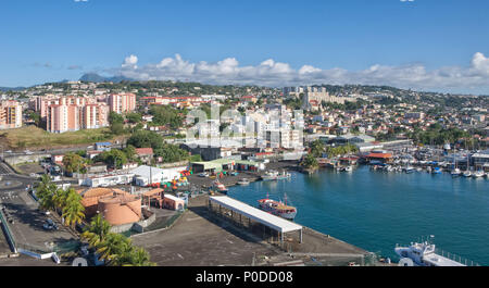 Fort de France view - skyline and volcano on the horizon - Caribbean tropical island - Martinique Stock Photo