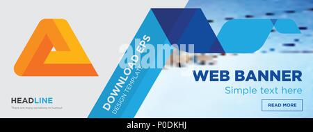 penrose concept horizontal webpage banner template design on abstract background with flat modern isolated vector icon and geometric shapes. Stock Vector