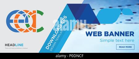 eac concept horizontal webpage banner template design on abstract background with flat modern isolated vector icon and geometric shapes. Stock Vector