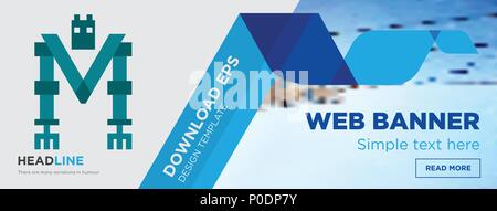 mech concept horizontal webpage banner template design on abstract background with flat modern isolated vector icon and geometric shapes. Stock Vector