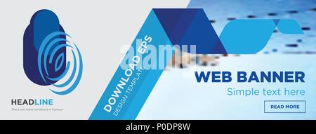 thumbprint concept horizontal webpage banner template design on abstract background with flat modern isolated vector icon and geometric shapes. Stock Vector