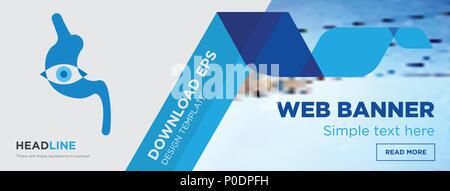 endoscope concept horizontal webpage banner template design on abstract background with flat modern isolated vector icon and geometric shapes. Stock Vector