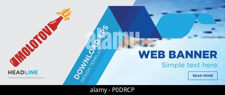 molotov concept horizontal webpage banner template design on abstract background with flat modern isolated vector icon and geometric shapes. Stock Vector
