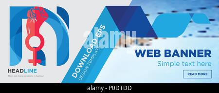 na concept horizontal webpage banner template design on abstract background with flat modern isolated vector icon and geometric shapes. Stock Vector