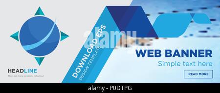 geodesy concept horizontal webpage banner template design on abstract background with flat modern isolated vector icon and geometric shapes. Stock Vector