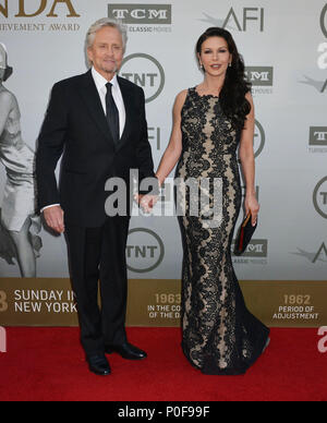 Michael Douglas and Catherine Zeta Jones at the Jane Fonda Honored with American Film Institute Life Achievement Awards Gala at the Dolby Theatre in Los Angeles.a  Michael Douglas, Catherine Zeta Jones 014 ------------- Red Carpet Event, Vertical, USA, Film Industry, Celebrities,  Photography, Bestof, Arts Culture and Entertainment, Topix Celebrities fashion /  Vertical, Best of, Event in Hollywood Life - California,  Red Carpet and backstage, USA, Film Industry, Celebrities,  movie celebrities, TV celebrities, Music celebrities, Photography, Bestof, Arts Culture and Entertainment,  Topix, ver Stock Photo