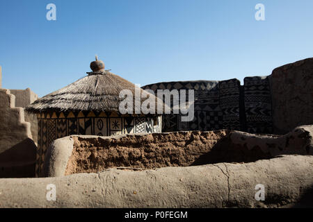 Tiebele, the royal court made by painted kassena houses, Burkina Faso Stock Photo