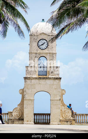 Palm Beach Florida,Atlantic Ocean,Worth Avenue Clock Tower,beach side,FL170725019 Stock Photo