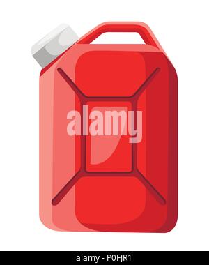 Red fuel canister icon. Fuel container jerrycan. Gasoline canister. Flat design style. Vector illustration isolated on white background. Stock Vector