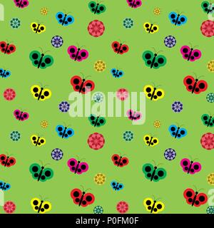 Butterfly and flowers printing design. Seamless pattern. Vector illustration. Stock Vector