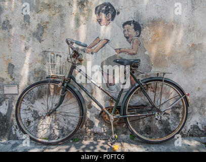 Georgetown, Malesia - the main Island of Malesia, Penang is famous for its street art. Here in particular one of the many paintings of Georgetown Stock Photo