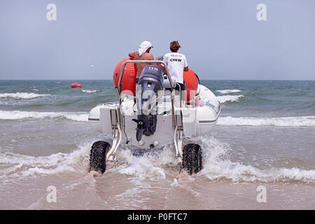 Amphibious Sealegs rigid inflatable boat Stock Photo