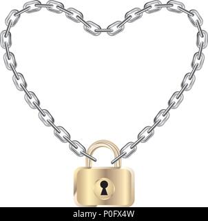 Chain formed heart symbol.Isolated on white background. Stock Vector