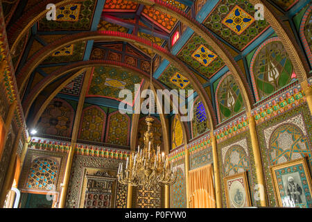 Ceiling in Reception Room of Summer Palace of Emir Said Olimkhan, Bukhara, Uzbekistan Stock Photo