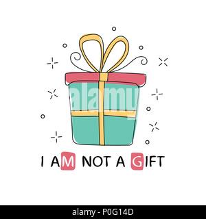 Gift box icon in doodle sketch lines. Hand drawn graphic for poster, t-shirt Stock Vector