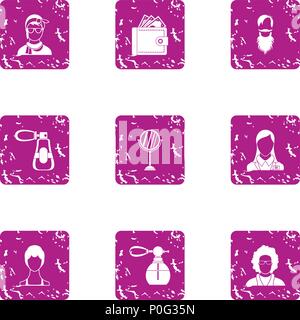 Fragrance icons set, grunge style Stock Vector