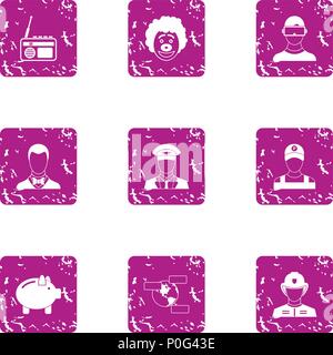 Executive icons set, grunge style Stock Vector