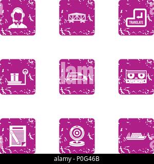 Request cargo icons set, grunge style Stock Vector