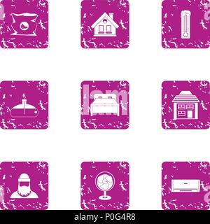 Internal icons set, grunge style Stock Vector