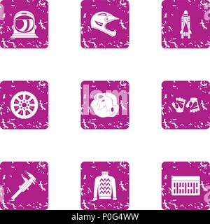 Measurement of protection icons set, grunge style Stock Vector