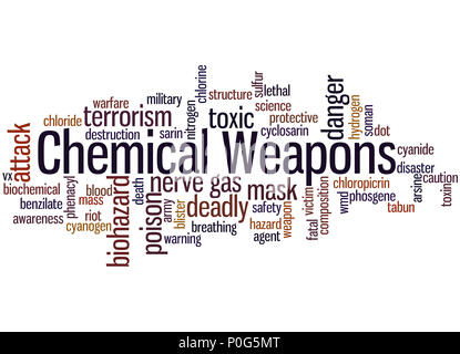 Chemical weapons word cloud concept on white background. Stock Photo