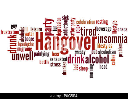 Hangover word cloud concept on white background. Stock Photo