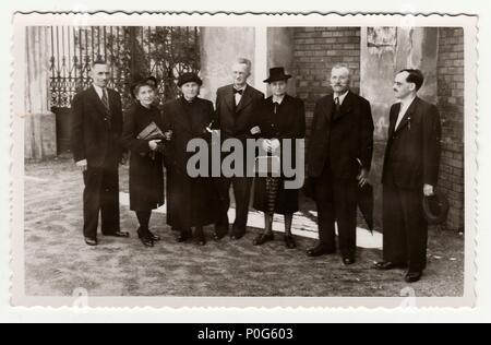 HODONIN, THE CZECHOSLOVAK REPUBLIC, CIRCA 1940s: Vintage photo shows a group of people, circa 1940s. Stock Photo