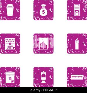 Money mend icons set, grunge style Stock Vector