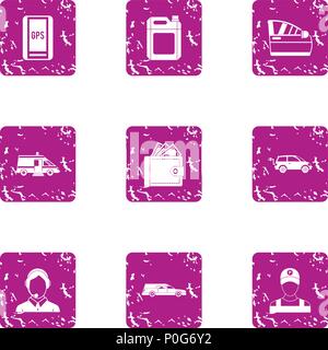 Rummage icons set, grunge style Stock Vector
