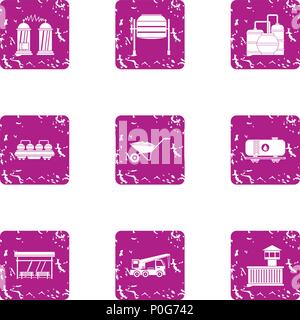 Distiller icons set, grunge style Stock Vector