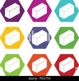Cement block icons set 9 vector Stock Vector