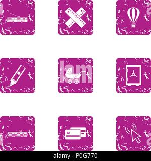 Urban invest icons set, grunge style Stock Vector